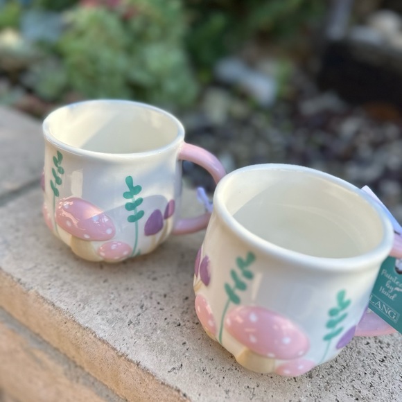 Lang pastel mushroom mugs set of 2 retro vintage new HTF viral tik tok - Picture 9 of 14